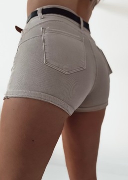 SPODENKI JEANSOWE DAMSKIE SZORTY MODELUJĄCE PUSH UP z paskiem M Sara S/36