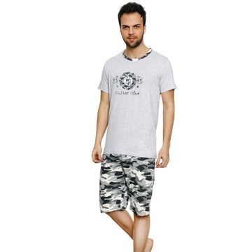 МУЖСКАЯ ХЛОПКОВАЯ ПИЖАМА, КОРОТКИЙ РУКАВ, БРЮКИ КАМУФЛЯЖНЫЕ