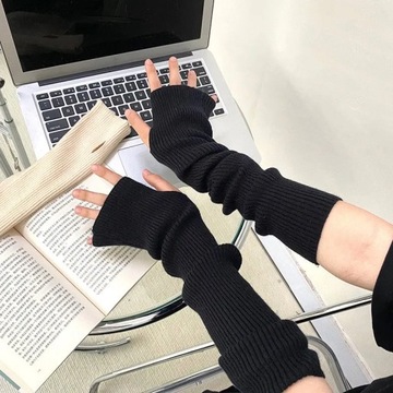 Autumn Winter Women Arm Warmers Fingerless Cuf Knitted Arm Sleeve Fine