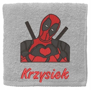 RĘCZNIK DEADPOOL HEART 70x140 + IMIĘ HAFT PREZENT