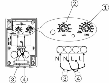 ORNO Czujnik Zmierzchu Automat Zmierzch Timer Zewnętrzny LED 1200W IP44