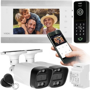 WIDEODOMOFON WIFI SZYFRATOR NA KOD BRELOKI + 2 KAMERY + ZASILACZ NA SZYNĘ