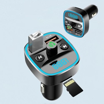 FM-ПЕРЕДАТЧИК BLUETOOTH 5.0 ЗАРЯДНОЕ УСТРОЙСТВО QC 3.0 2x USB USB-C 20 Вт RGB