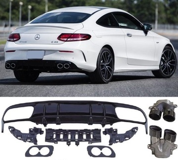 DIFUZOR MERCEDES C205 A205 LOOK C43 AMG BLACK