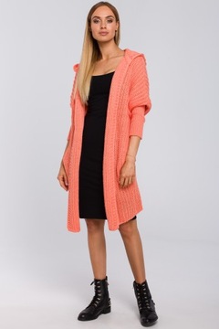 ЖЕНСКИЙ КАРДИГАН С КАПЮШОНОМ UNISIZE ДЛИННЫЙ РОЗОВЫЙ UNI