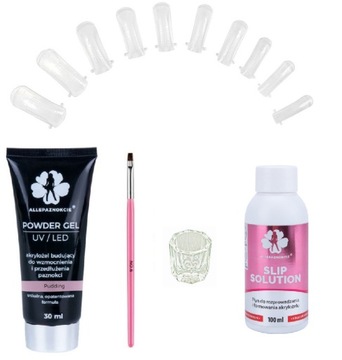 Akrylożel 2w1 tubka 30ml + liquid + formy + inne