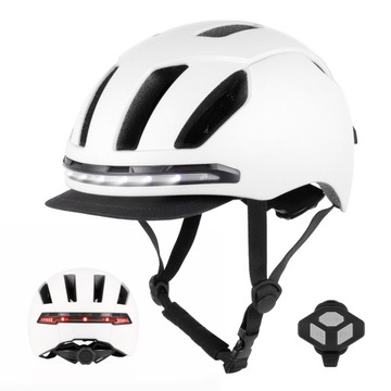 KASK ROWEROWY z kierunkowskazem LED -biały