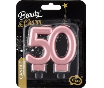 Свеча номерная 50 лет РОЗОВОЕ ЗОЛОТО для торта