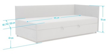 Диван односпальный ФЕНИКС 90х200, молодежная кровать с бархатным контейнером