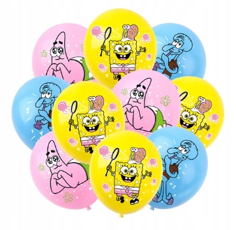 ZESTAW URODZINOWY BALONÓW BALON SPONGEBOB KANCIASTOPORTY 12 SZT IMPREZA