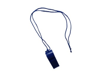 Gwizdek plastikowy na sznurku ze sznurkiem niebies
