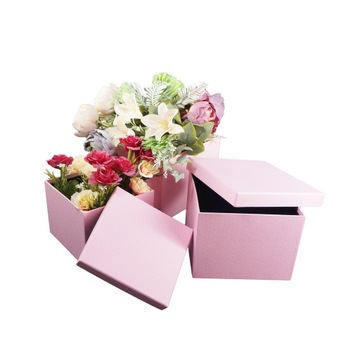 Flower box pudełko 3 szt. kwadratowy różowy