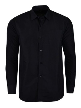 KOSZULA GŁADKA CZARNA DŁUGI RĘKAW 38/39