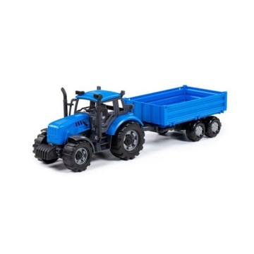 Traktor Progress inercyjny z przyczepą niebieski