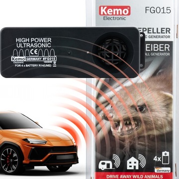Odstraszacz kun, dzikiej zwierzyny KEMO FG015 200m na baterie 4 x R14