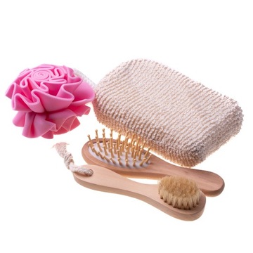 Подарочная корзина, набор мочалок для СПА, массажный подарок - 4 предмета