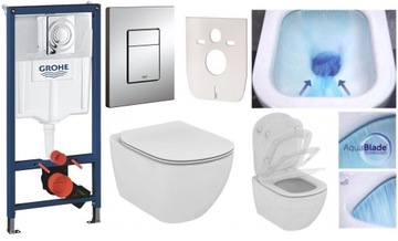STELAŻ GROHE + MISKA WC aquablade Deska slim TESI