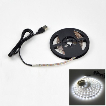 BIAŁE ZIMNE LED 5M TV USB TAŚMA PODŚWIETLENIE 5v