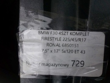 BMW F30 RÁFKY HLINÍK 7.5"X17" 5X120ET43 6850151