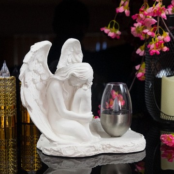 СЕРАЯ ГИПСОВАЯ ФИГУРКА Гробница СОЛНЕЧНАЯ СВЕТОДИОДНАЯ ЛАМПА