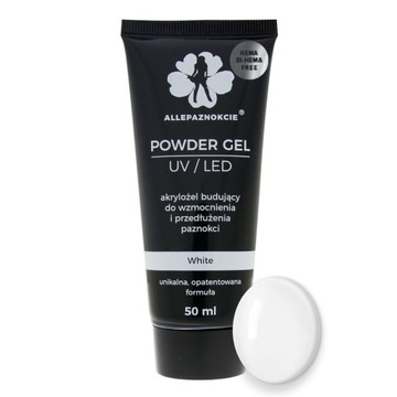 Powder Gel akrylożel Hema/di-Hema free White 50 ml