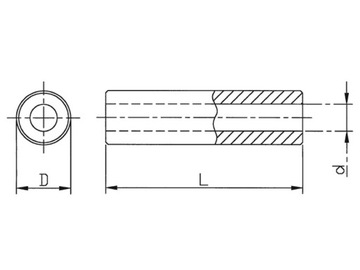 Цилиндрическая распорная втулка; ДР318/4,3х12мм-1шт.