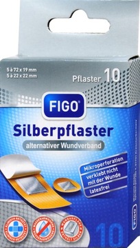 Plastry FIGO wodoodporne ze srebrem 10szt NIEMCY