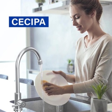 Смеситель для кухонной мойки с краном из нержавеющей стали - холодная вода, поворотный излив