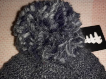 Czapka EISBAR BEANIE POMPON dziecięca Ciemno-szara WEŁNA MERINO + reserved