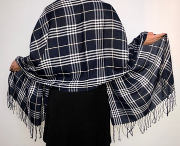 Английский клетчатый шарф с бахромой, стильный шарф