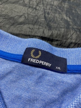 FRED PERRY ORYGINALNE BIAŁO NIEBIESKIE BAWEŁNIANE POLO XXL