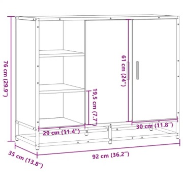 Шкаф vidaXL, черный, 92x35x76 см, материал - дерево