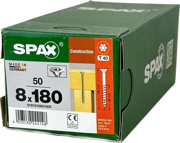 Wkręty do konstrukcji drewnianych WIROX główka stożek 8x180mm SPAX op.50szt