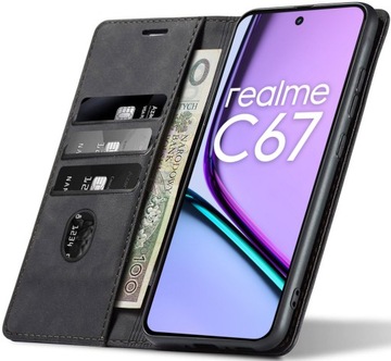 ETUI SKÓRZANE MAGNETYCZNE DO REALME C67 +SZKŁO