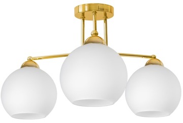 LAMPA WISZĄCA SUFITOWA ŻYRANDOL NOWOCZESNA ZŁOTA BIAŁE KULE LOFT LED