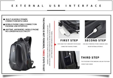 Мотоциклетный рюкзак для ноутбука Ghost Racing, просторный CARBON, розетка для USB-кабеля