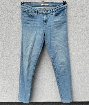 Levis 711 Skinny W31 niebieskie jasne baby blue spodnie jeansowe damskie