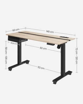 Электрический стол Vasagle 120 см x 140 см x 60 см, регулируемый по высоте