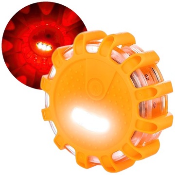 LAMPA FLARA ŚWIATŁO OSTRZEGAWCZE NA MAGNES HAK BATERIE 3X AAA 12 LED+ 3 LED