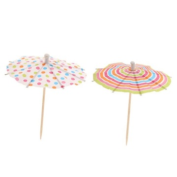 2x100 szt. Koło w kropki Parasol Tropikalne koktajlowe wykałaczki do jedzenia