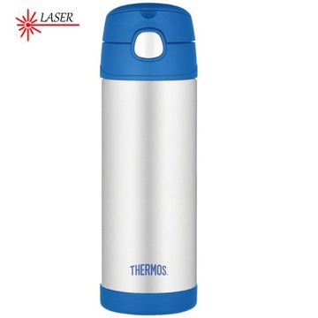 Termos dziecięcy ze słomką – srebrno-niebieski, 470ml Thermos