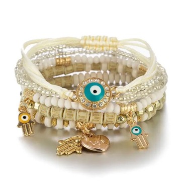 6 sztuk/zestaw Evil Eye Fatima ręcznie uroku bransoletki etniczny w stylu