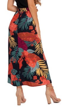 ДЛИННАЯ ЖЕНСКАЯ ЮБКА МАКСИ, ЦВЕТОЧНЫЙ УЗОР С РАЗРЕЗОМ, ЭЛЕГАНТНЫЙ MORAJ XXL