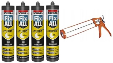 4x SOUDAL KLEJ USZCZELNIACZ FIX ALL FIXALL TURBO + WYCISKACZ