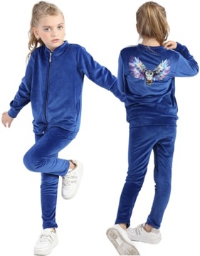 DRES DLA DZIEWCZYNKI WELUR Z SOWĄ SOWA BLUZA SPODNIE 104 H2