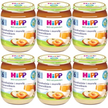 HiPP BIO Brzoskwinie i morele z twarożkiem 6x160g