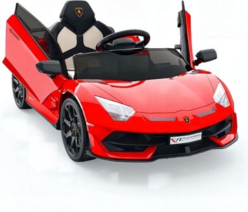 Elektryczny samochód dla dzieci Lamborghini, z reflektorami LED, czerwony