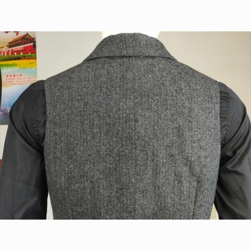 Customizable Men's Vest Wool Herringbone Sleeveles