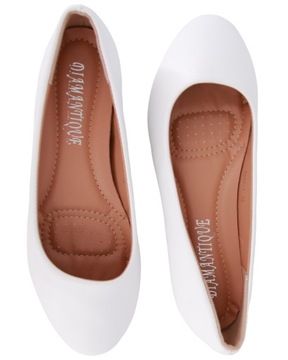 WYGODNE BALERINY NA KOTURNIE 3 cm BIAŁE SKÓRZANE BUTY DAMSKIE 40