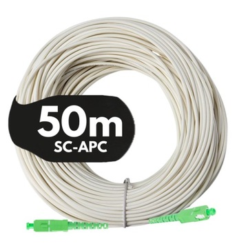 KABEL PRZEWÓD ŚWIATŁOWODOWY ŚWIATŁOWÓD PATCHCORD SC/APC-SC/APC SIMPLEX 50M